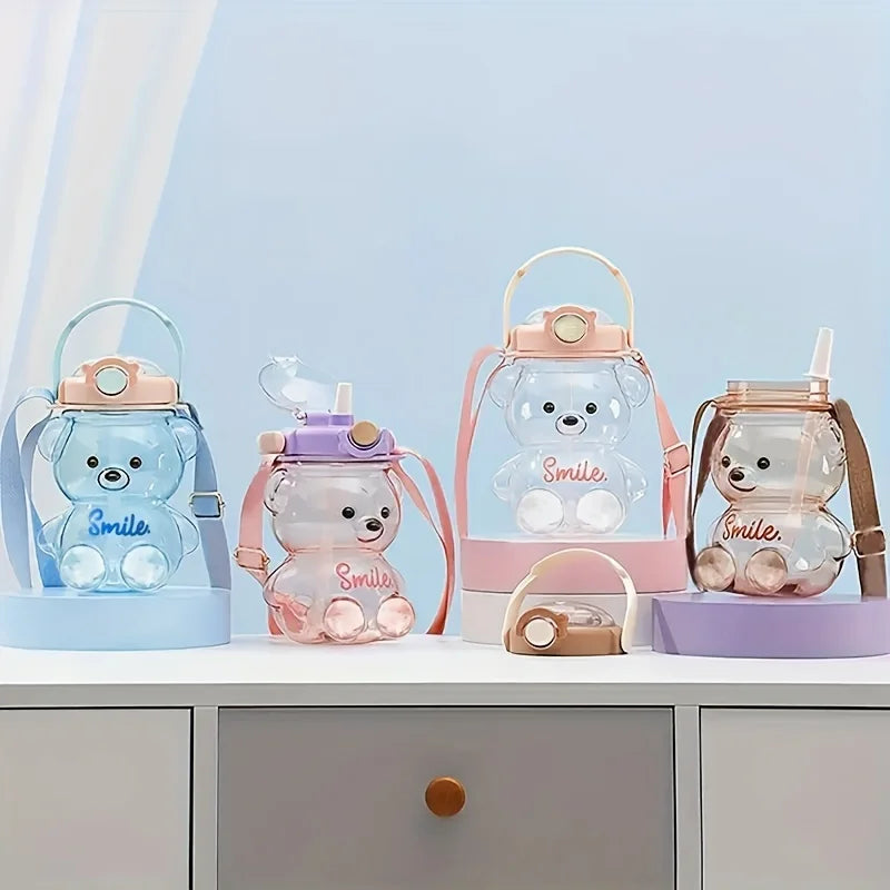 Cute Bear Cup Tumbler | Kawaii 1000ml/1400ml Water Bottle