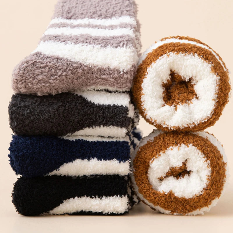 Cozy Striped Winter Plush Socks for Men & Women | Warm Comfort