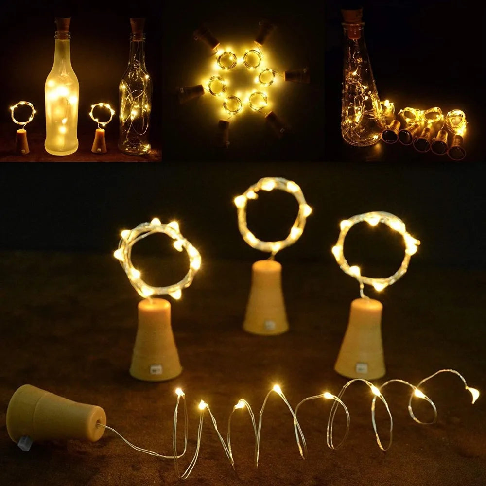 20LED Solar Fairy Cork Bottle String Lights | Wedding & Garden Decor