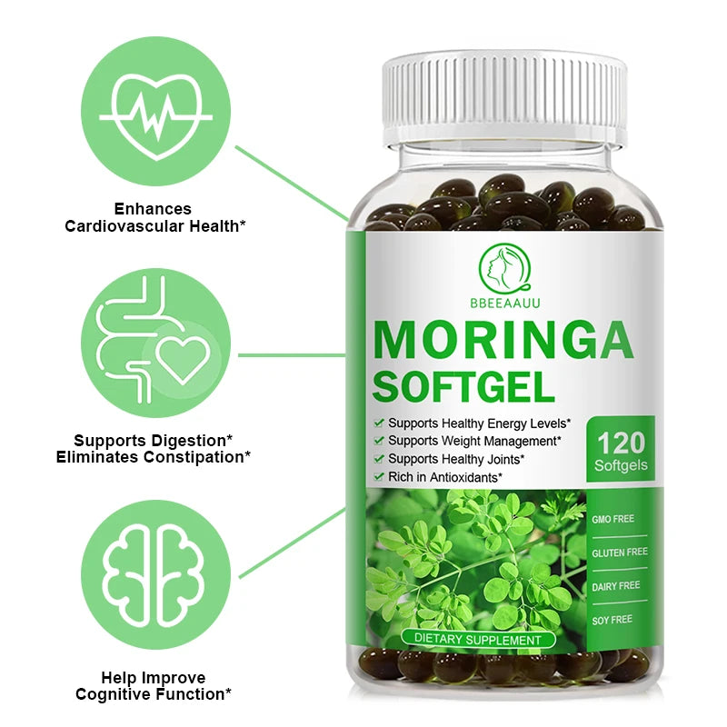 Natural Moringa Capsules for Energy, Skin & Intestinal Health
