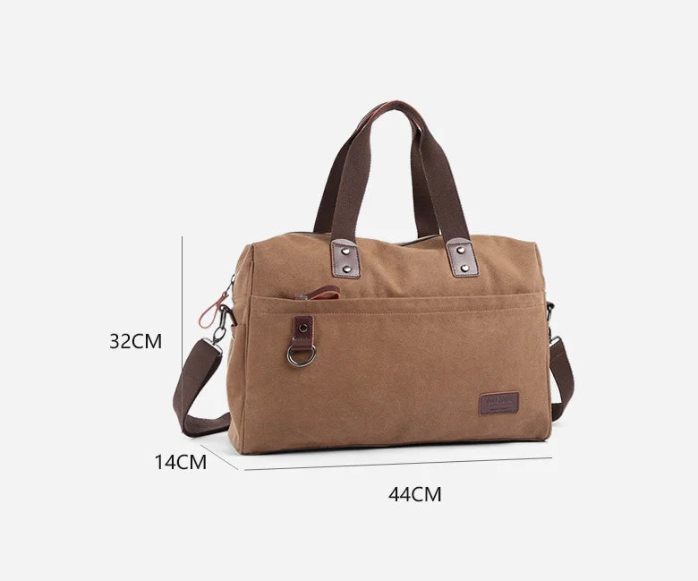 Large Capacity Men's Canvas Shoulder Bag for Travel & Business