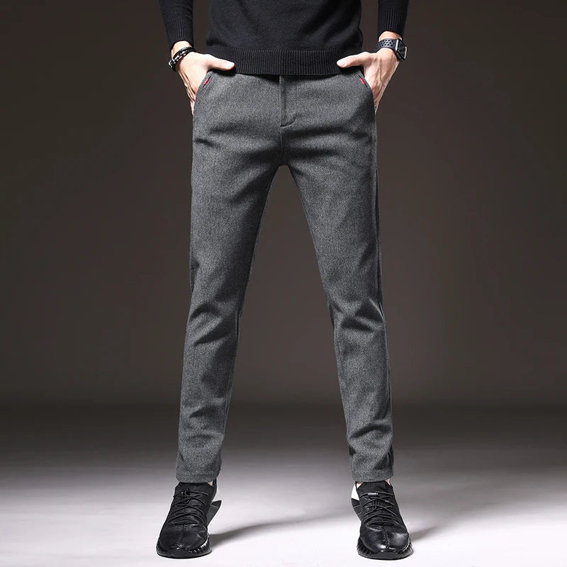 Thick Men's Casual Pants for Autumn Winter | Stylish Comfort