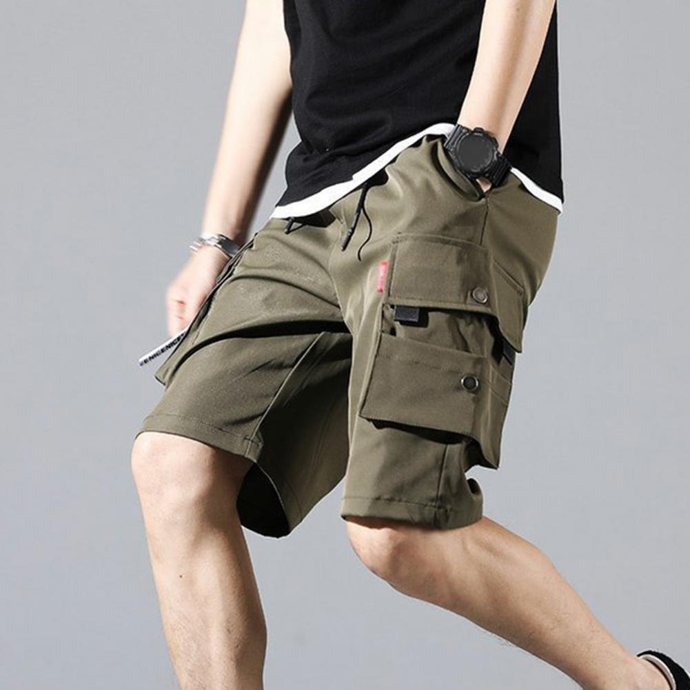 Men's Summer Cargo Shorts with Elastic Waist and Pockets