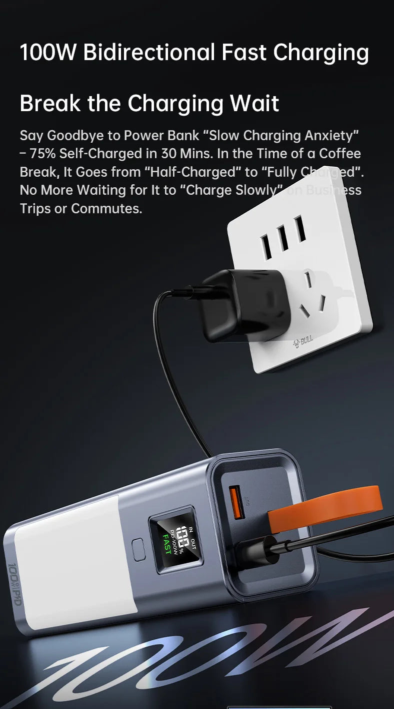 100W Power Bank 100000mAh with Headlamp | Fast Charging External Battery