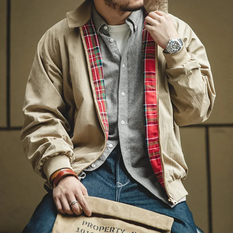 Men's Vintage Khaki Jacket | Retro Casual Outerwear for All Seasons