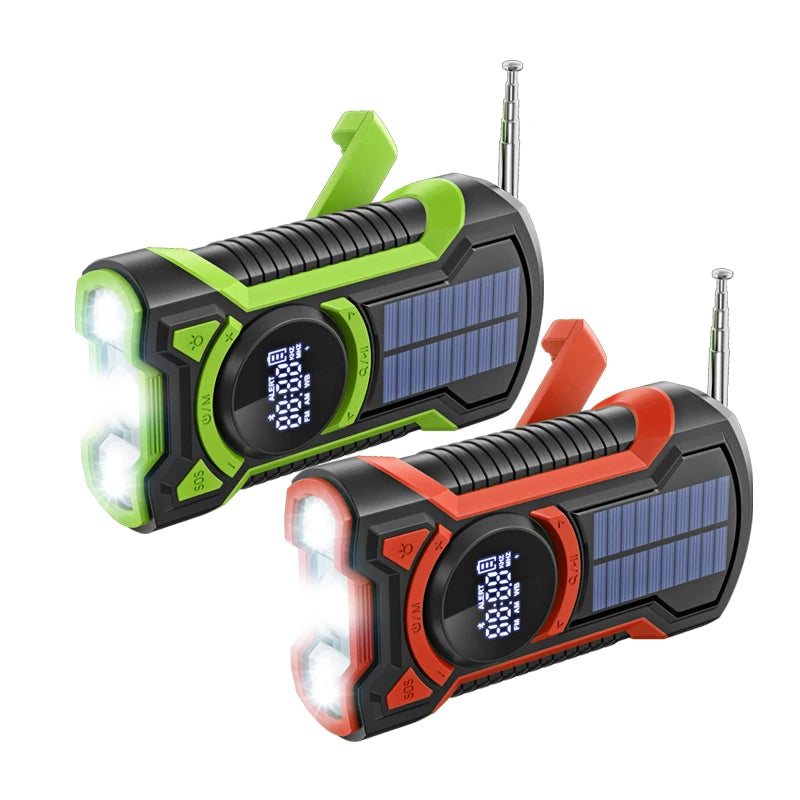 Portable Solar Emergency Weather Radio | Hand Crank & Bluetooth