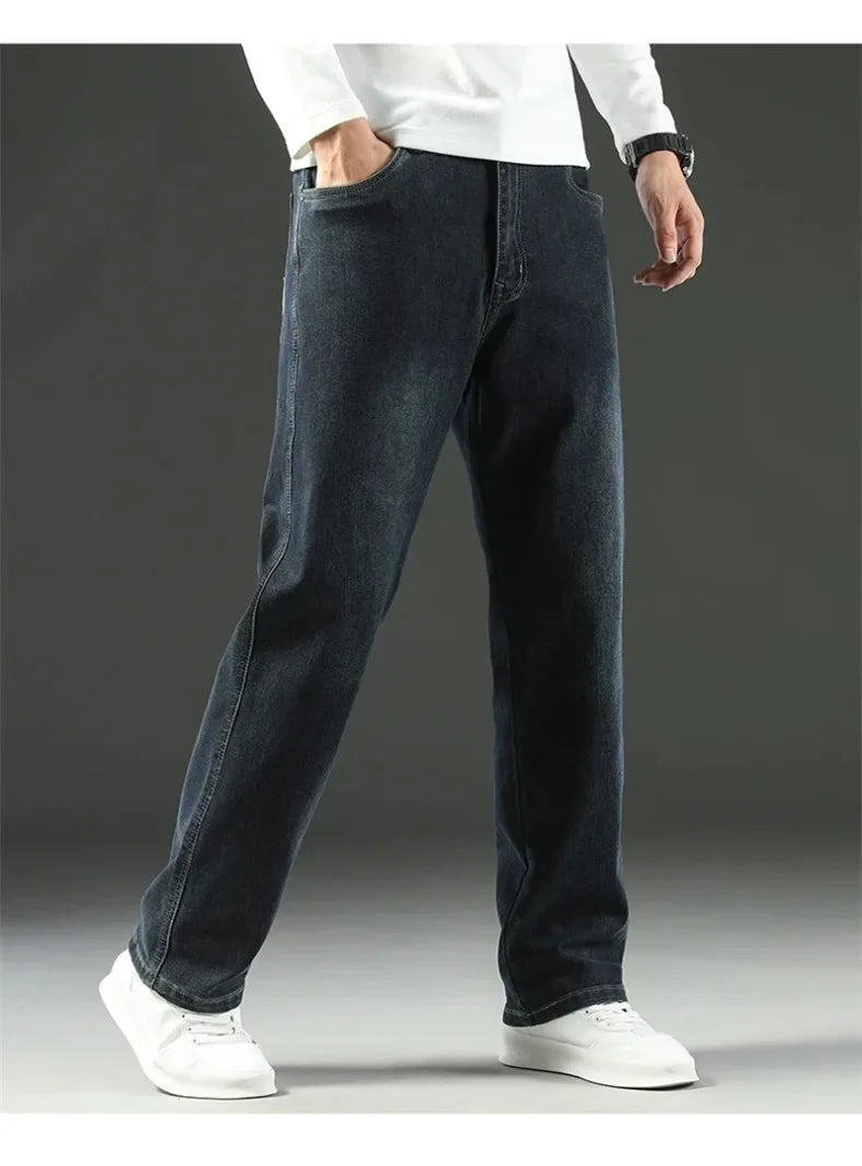 Men's Baggy Straight Wide Leg Jeans | Stylish Business Casual Pants