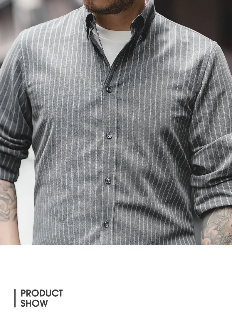 Men's Retro Vertical Stripe Long Sleeve Casual Shirt | Stylish Tops