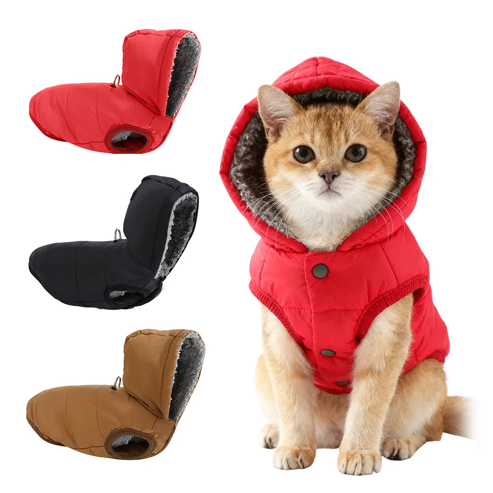 Winter Fleece Pet Jacket | Warm Waterproof Hoodie for Cats & Dogs