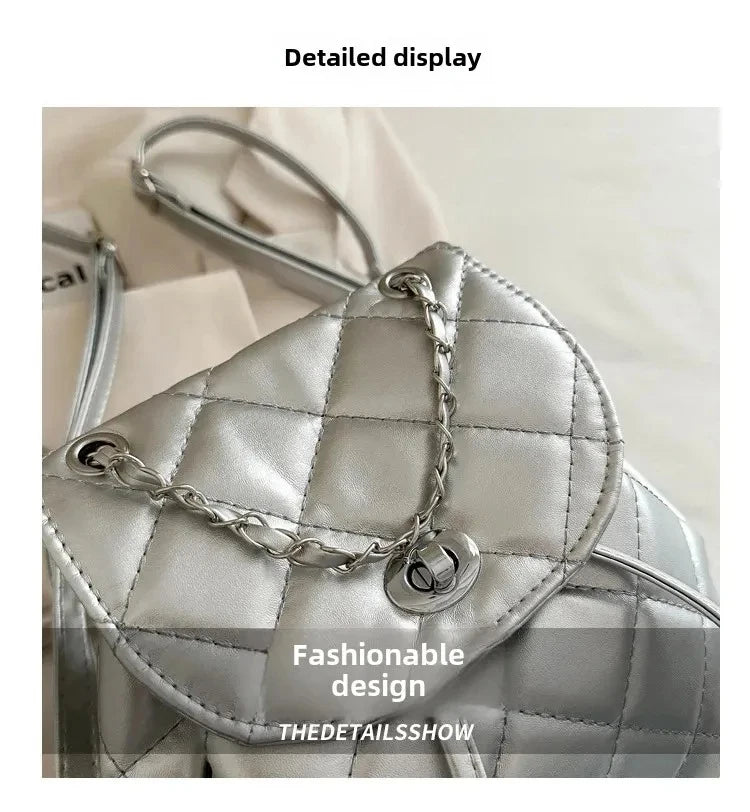 Bolso de hombro informal de verano con diseño de cuadros y gran capacidad