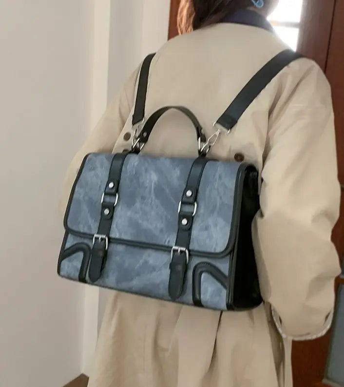 Chic Women's Preppy Backpack | Trendy Leather Handle Schoolbag