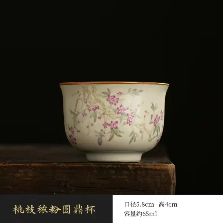 Retro Ceramic Tea Brewing Cup Set | Elegant Anti-Scald Teacup
