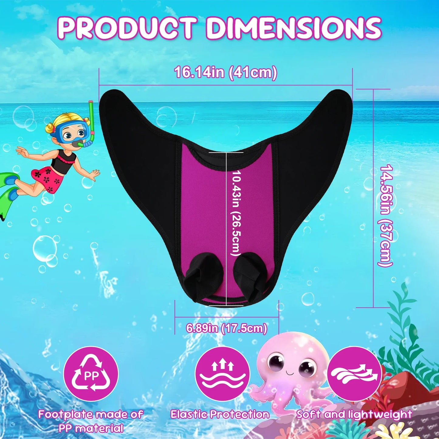 Children's Mermaid Snorkelling Fins | Perfect for Indoor Swimming