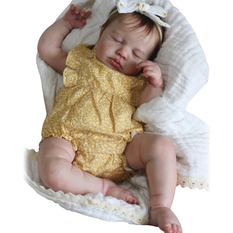 19-Inch Full Vinyl Girl Reborn Doll with Hand Rooted Hair