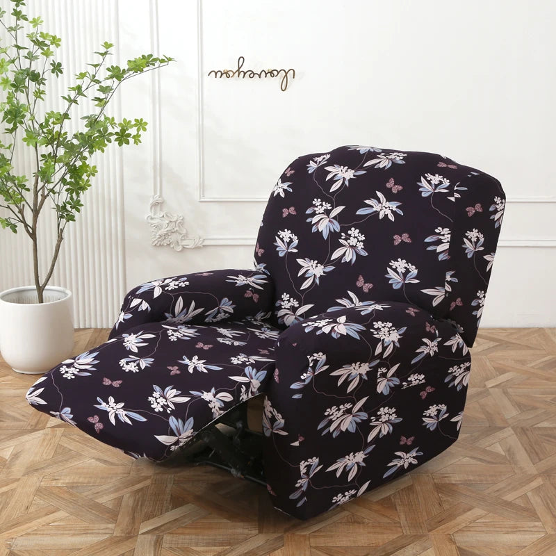 Printed Recliner Cover with Pockets | 4-Piece Furniture Protector
