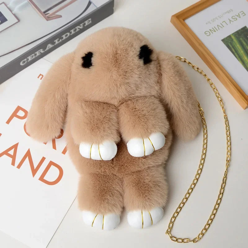 Bonito bolso bandolera de conejo de peluche | Encantador diseño cruzado