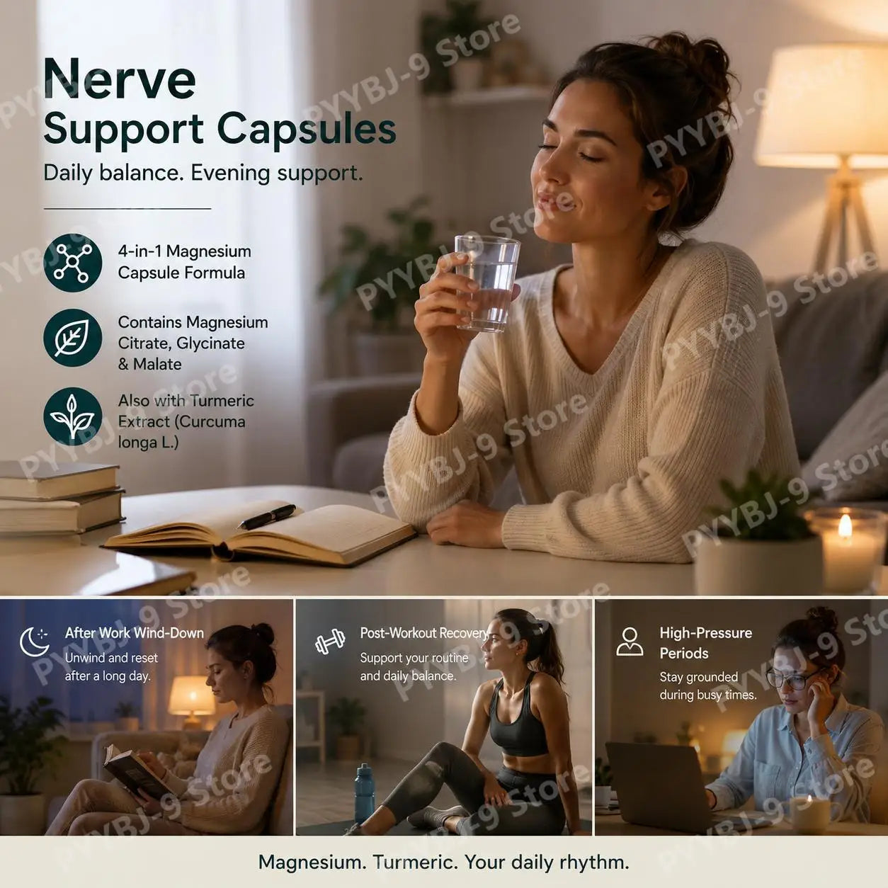 4-in-1 Nerve Support Capsules with Magnesium & Turmeric Extract