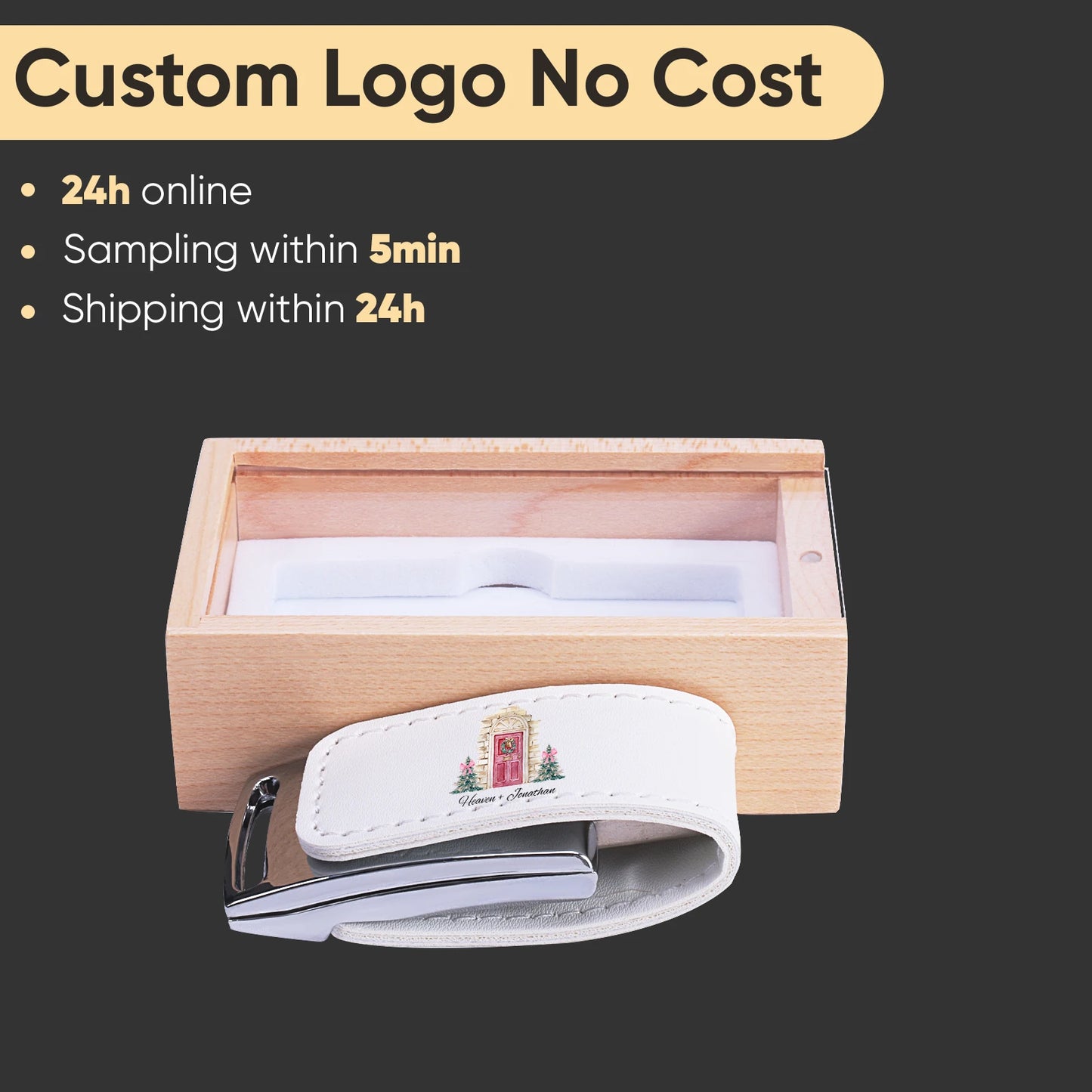 Transparent Cover Wooden USB Flash Drive | Custom Logo Options