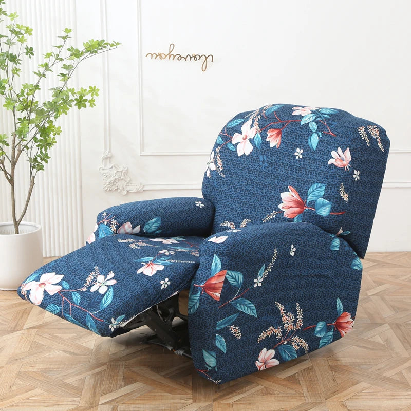 Printed Recliner Cover with Pockets | 4-Piece Furniture Protector