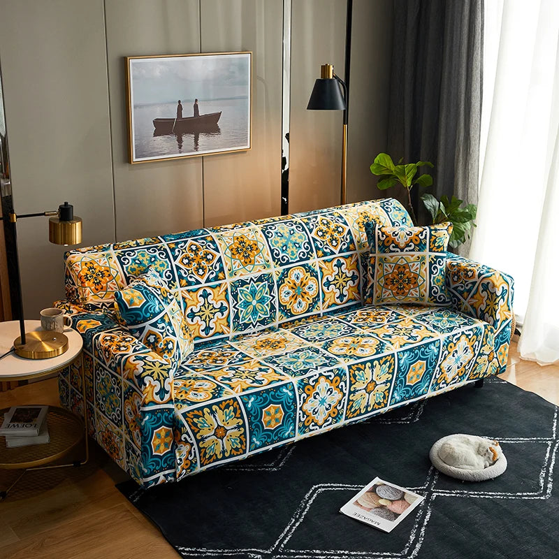 Elastic Living Room Sofa Covers | Dustproof & Machine Washable