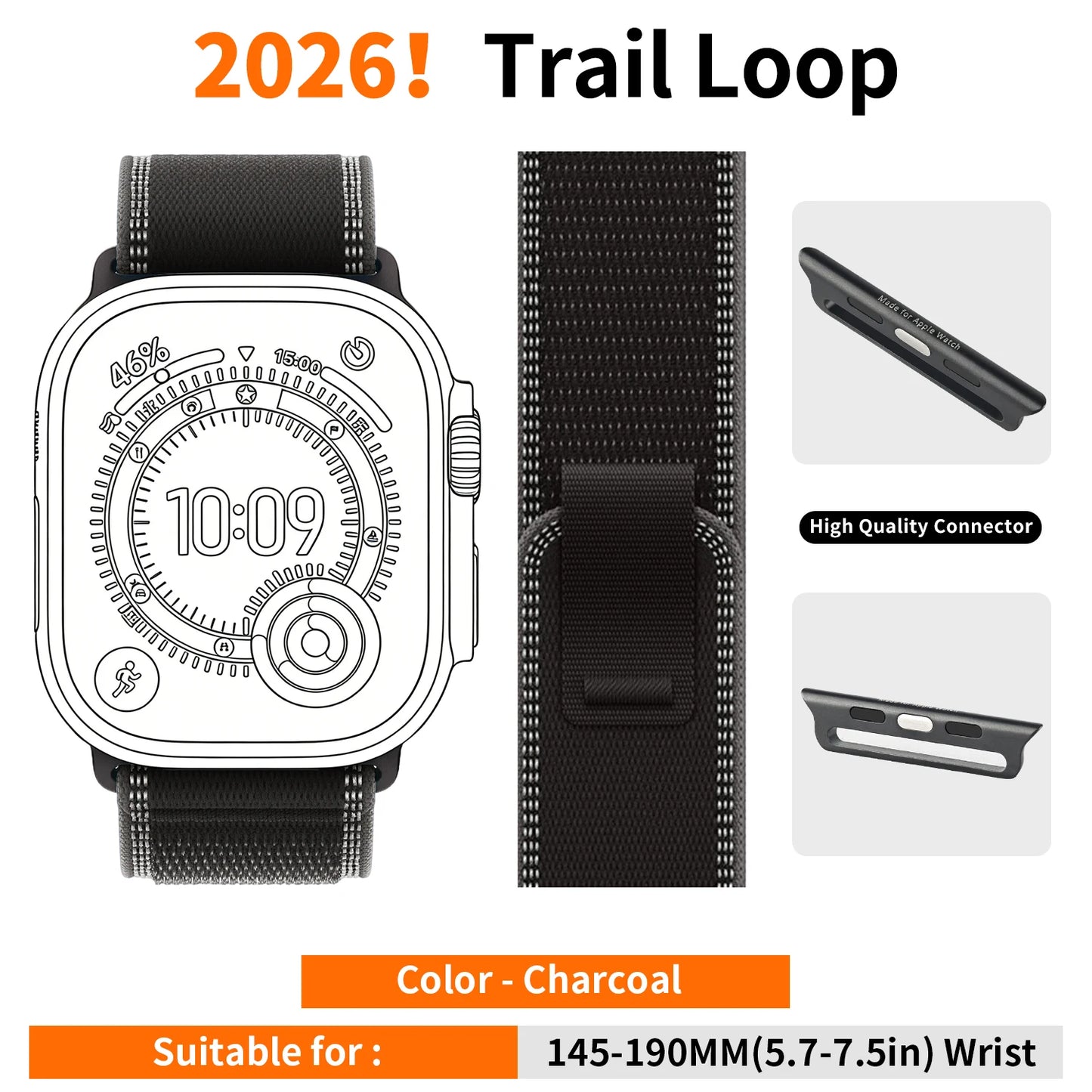High-Quality Nylon Strap for Smartwatches | Natural Titanium Finish