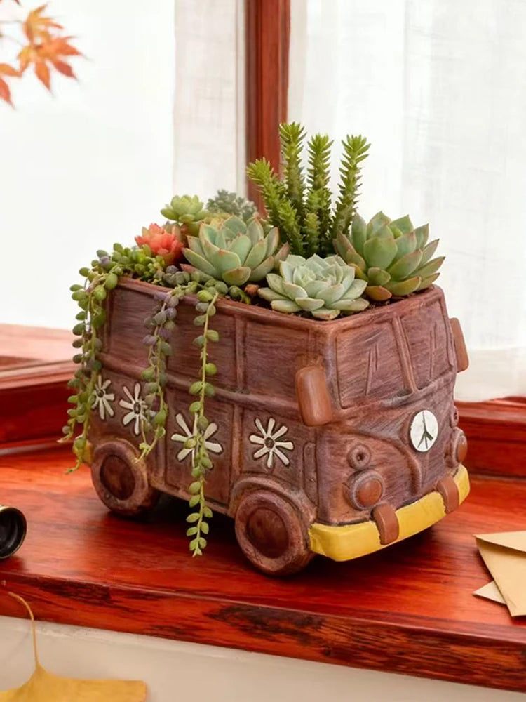 Creative Bus Car Flowerpot | Unique Home Garden Decor