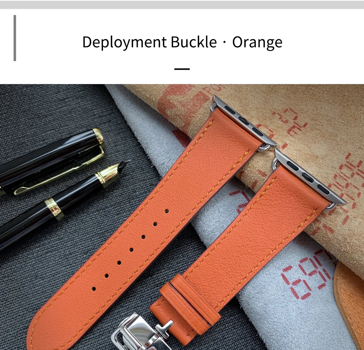 High Quality Genuine Leather Watch Band | Deployment Buckle Strap