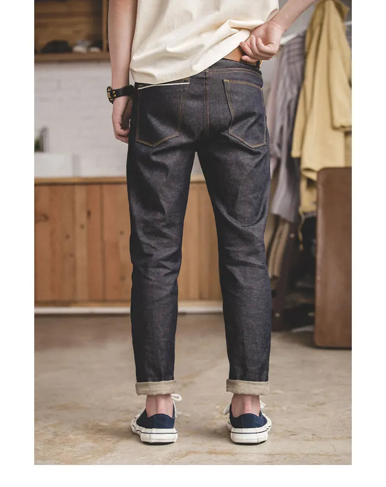 Men's Tapered Fit Selvedge Denim Jeans | Versatile Cotton Pants