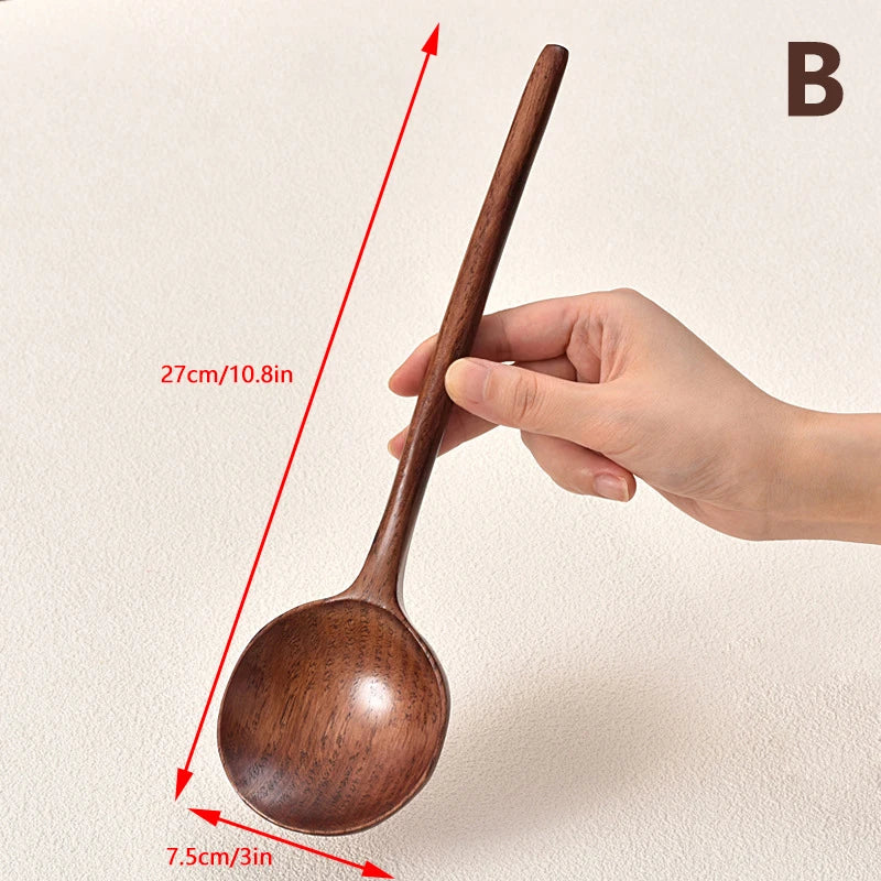 Long Handle Wooden Soup Spoon | Premium Kitchen Utensil