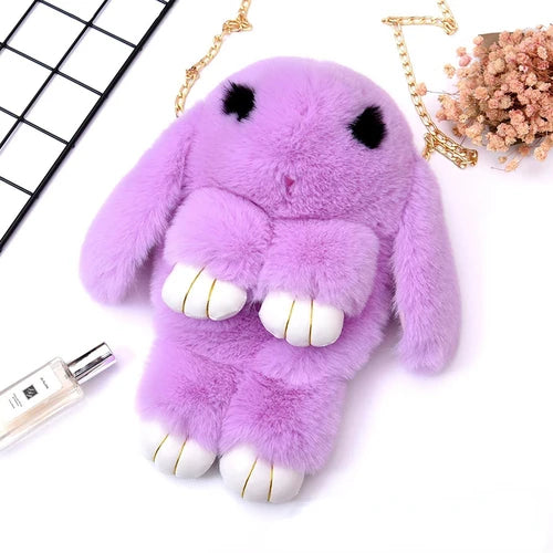 Bonito bolso bandolera de conejo de peluche | Encantador diseño cruzado