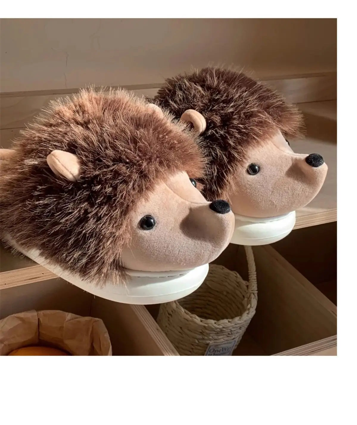 Cute Hedgehog Plush Winter Slippers | Cozy Cotton Home Shoes