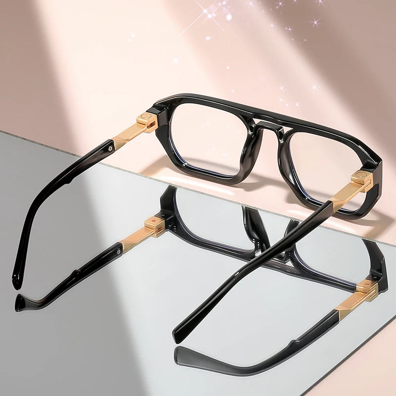 Minimalist Double-Beam Flat Glasses | Stylish Pilot Eyewear