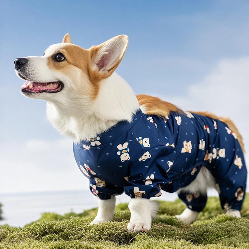 Waterproof Pet Pants | Summer Full Print Corgi Dog Clothing