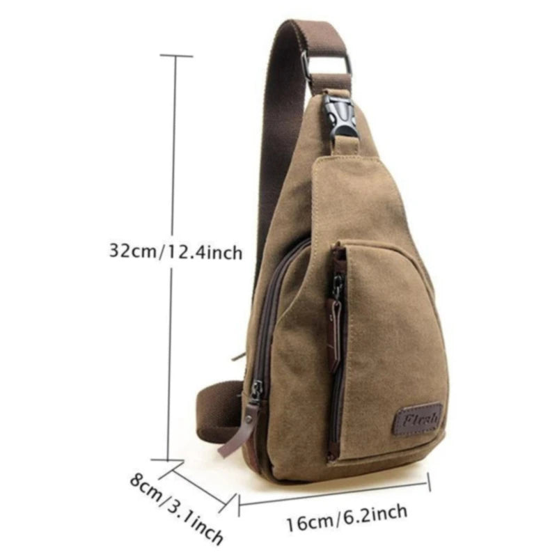 Men's Vintage Canvas Satchel Shoulder Sling Pack | Versatile Outdoor Bag