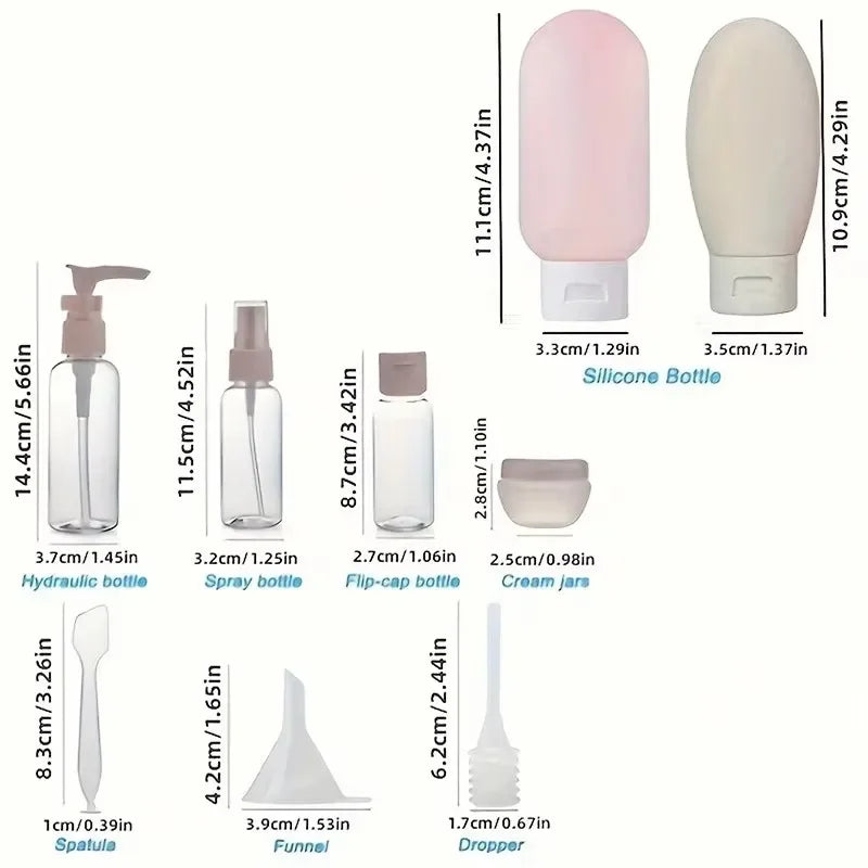 11-Pcs Travel Toiletries Containers Set | Refillable Mini Bottles