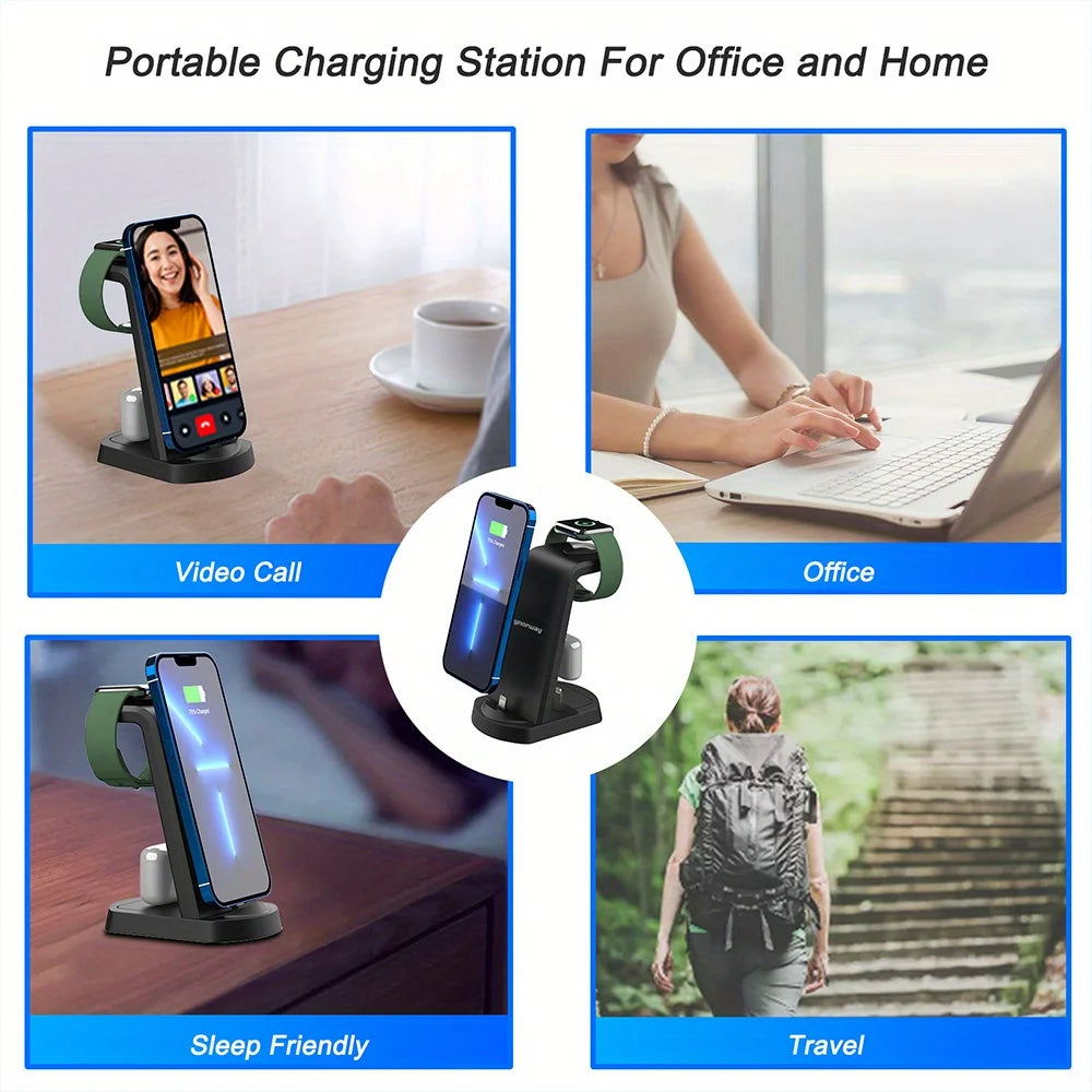 18W 3-in-1 Wireless Charging Station for iPhone, Watch & AirPods
