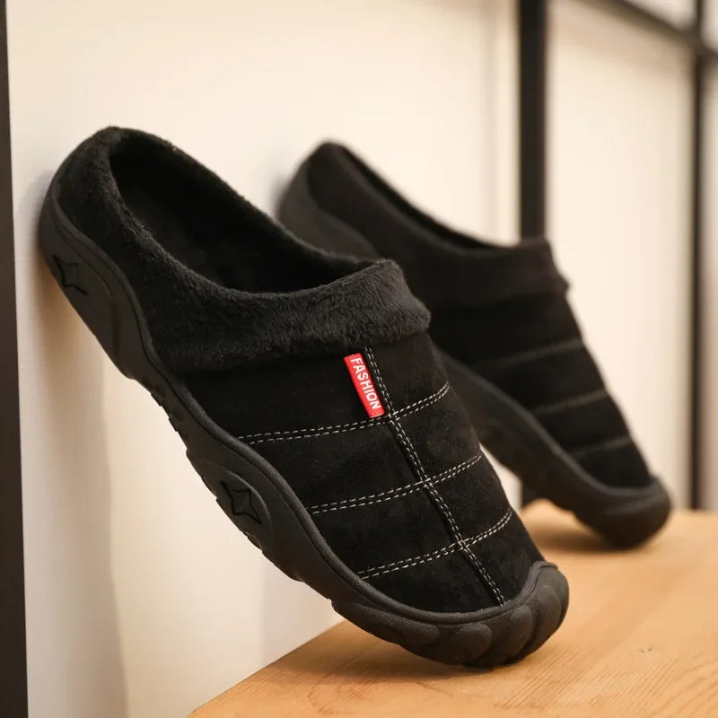 Men's Faux Suede Plush Slippers | Cozy Winter Indoor House Shoes