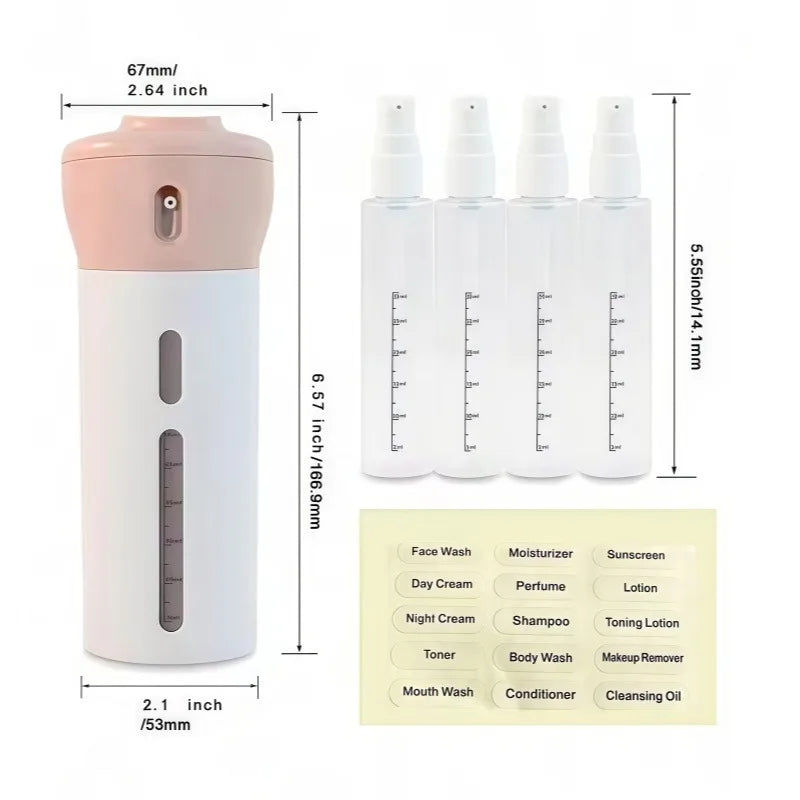 4-in-1 Leakproof Travel Bottle Set for Toiletries & Cosmetics