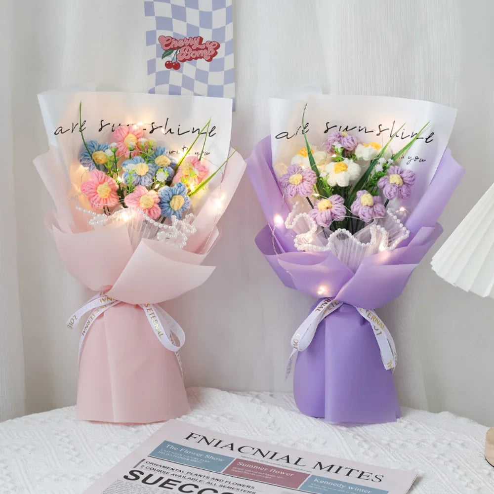 Ramo de flores de crochet tejido a mano | Regalos perfectos para graduación y decoración del hogar