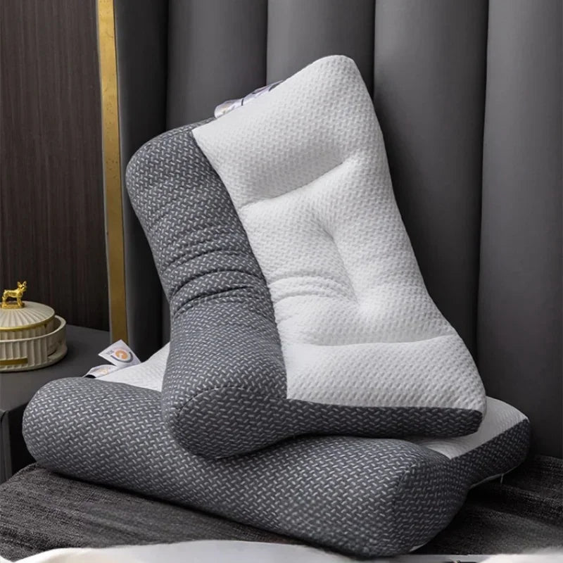 Orthopedic Cervical Support Pillow with Reverse Traction Zoned Design — Soft Polyester Fiber Sleep Aid Pillow Core for Home and Dorm Use