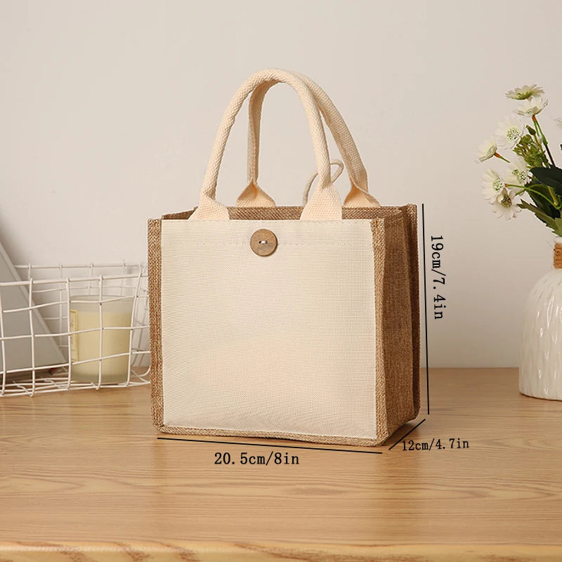 Fashionable Linen Handbag | Versatile Solid Colour Shopping Tote