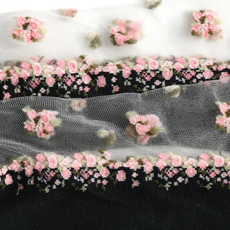 Women's Vintage Retro Flower Embroidery Long Socks | Summer Fashion