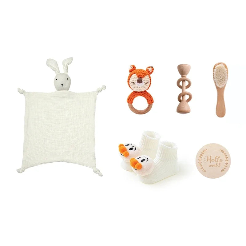 Baby Double-Sided Cotton Blanket Bath Set | Perfect Newborn Gift