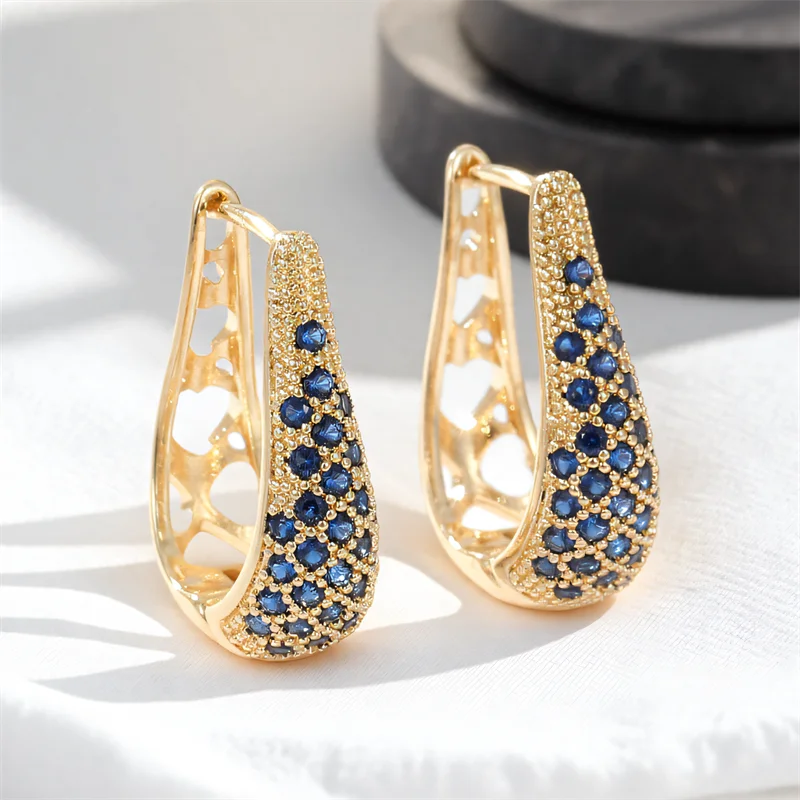 Elegant Green Crystal Hoop Earrings | Vintage Gold Color Jewelry