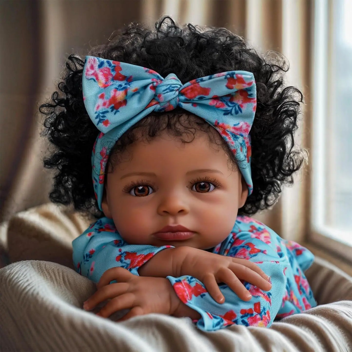 Lifelike 18-Inch Reborn Black Baby Doll | Realistic Toy for Kids