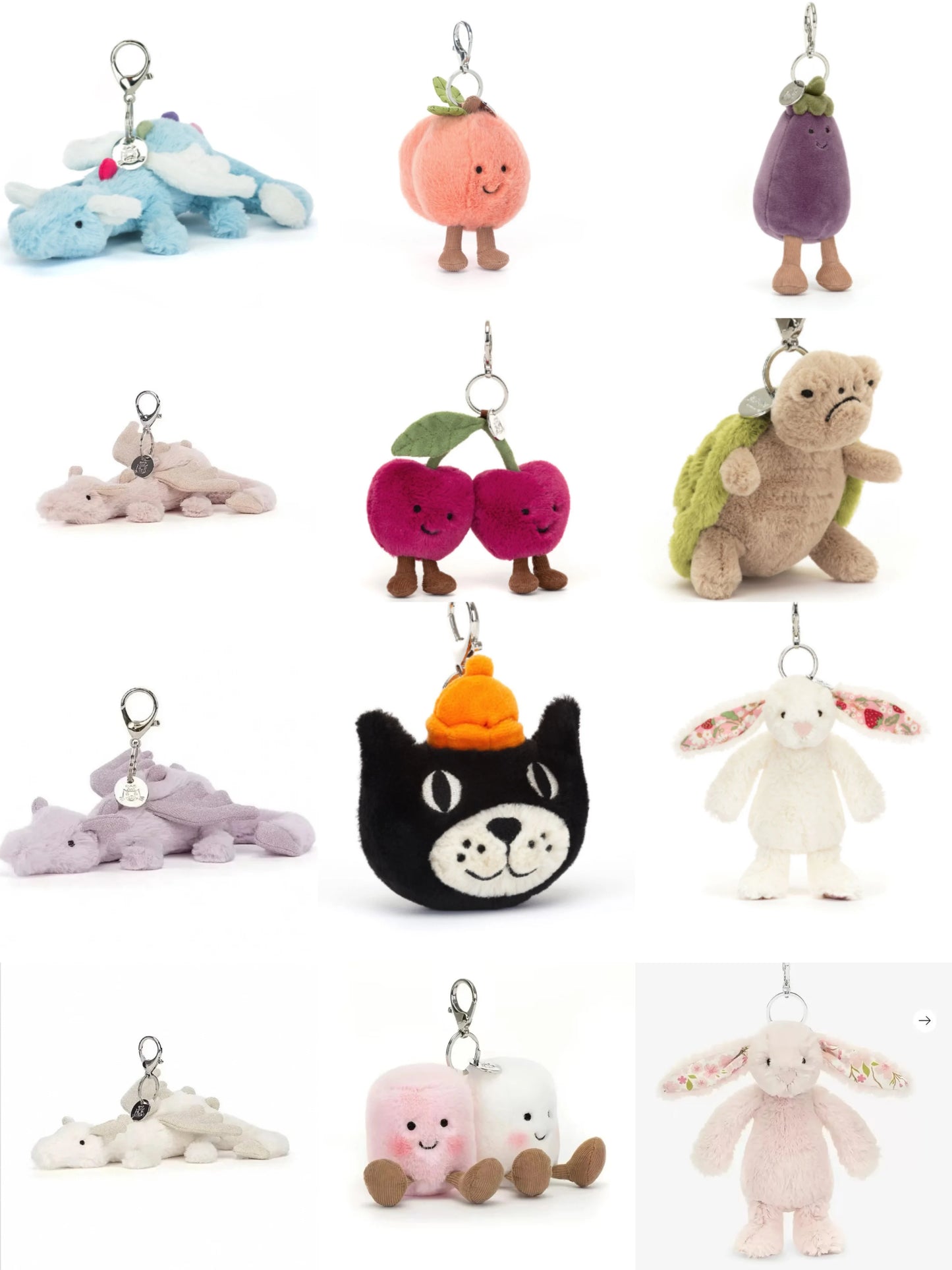 Cute White Dragon Plush Keychain | Soft Stuffed Animal Charm