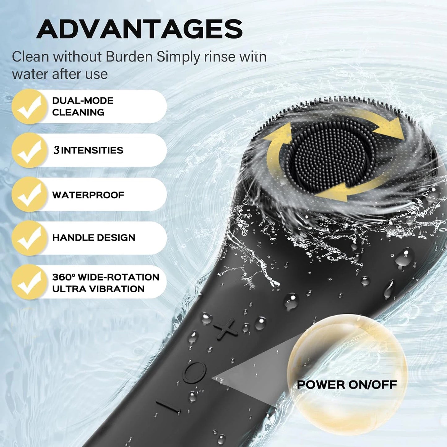 Dual Rotation Facial Cleansing Brush | Vibration Massage & USB Charge