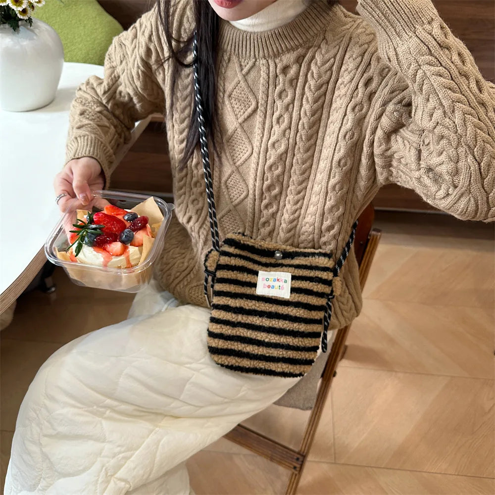 Cute Plush Dot Crossbody Bags for Women | Portable Shoulder Bag