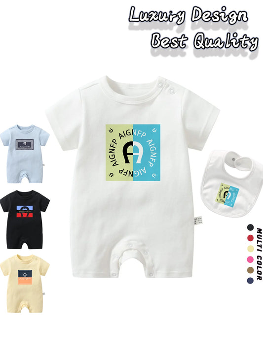 Mamelucos y Conjunto de Babero de Bebé Niño Coloridos | Estilo Veraniego