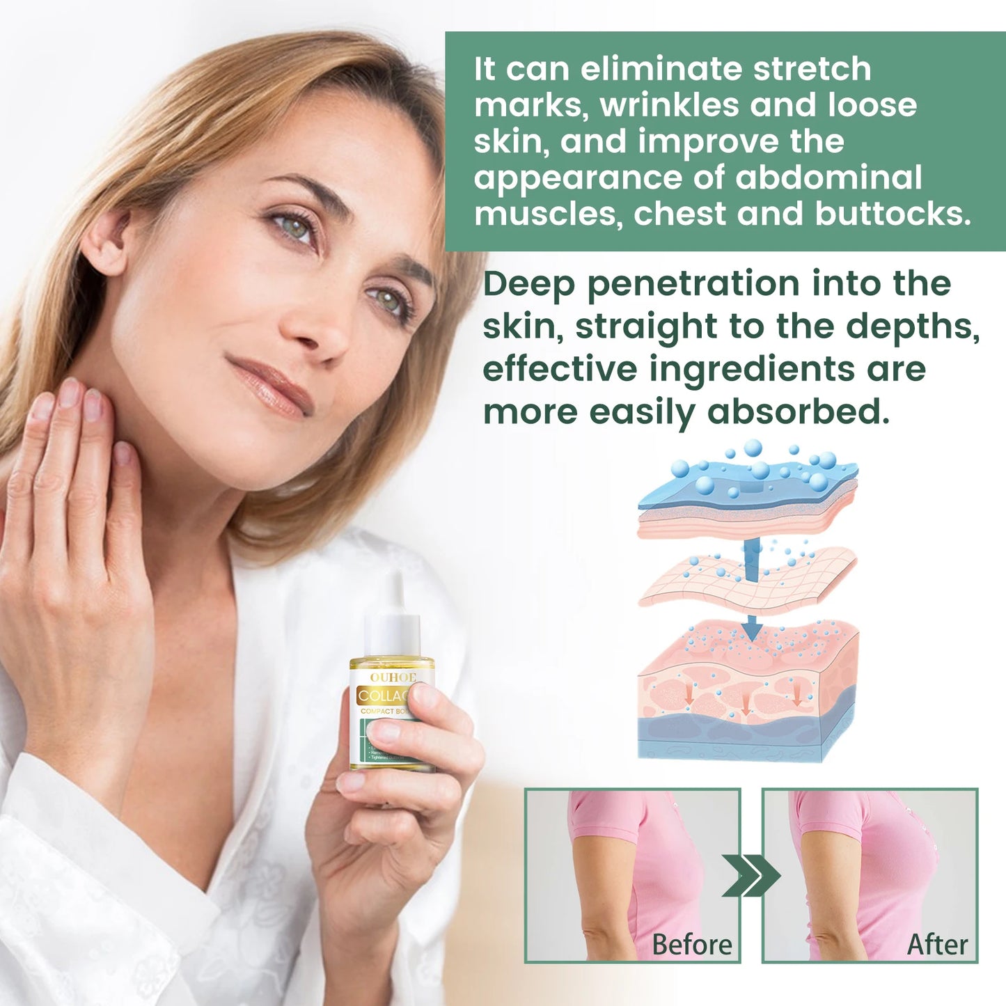 Collagen Body Oil for Skin Tightening & Firming Treatment
